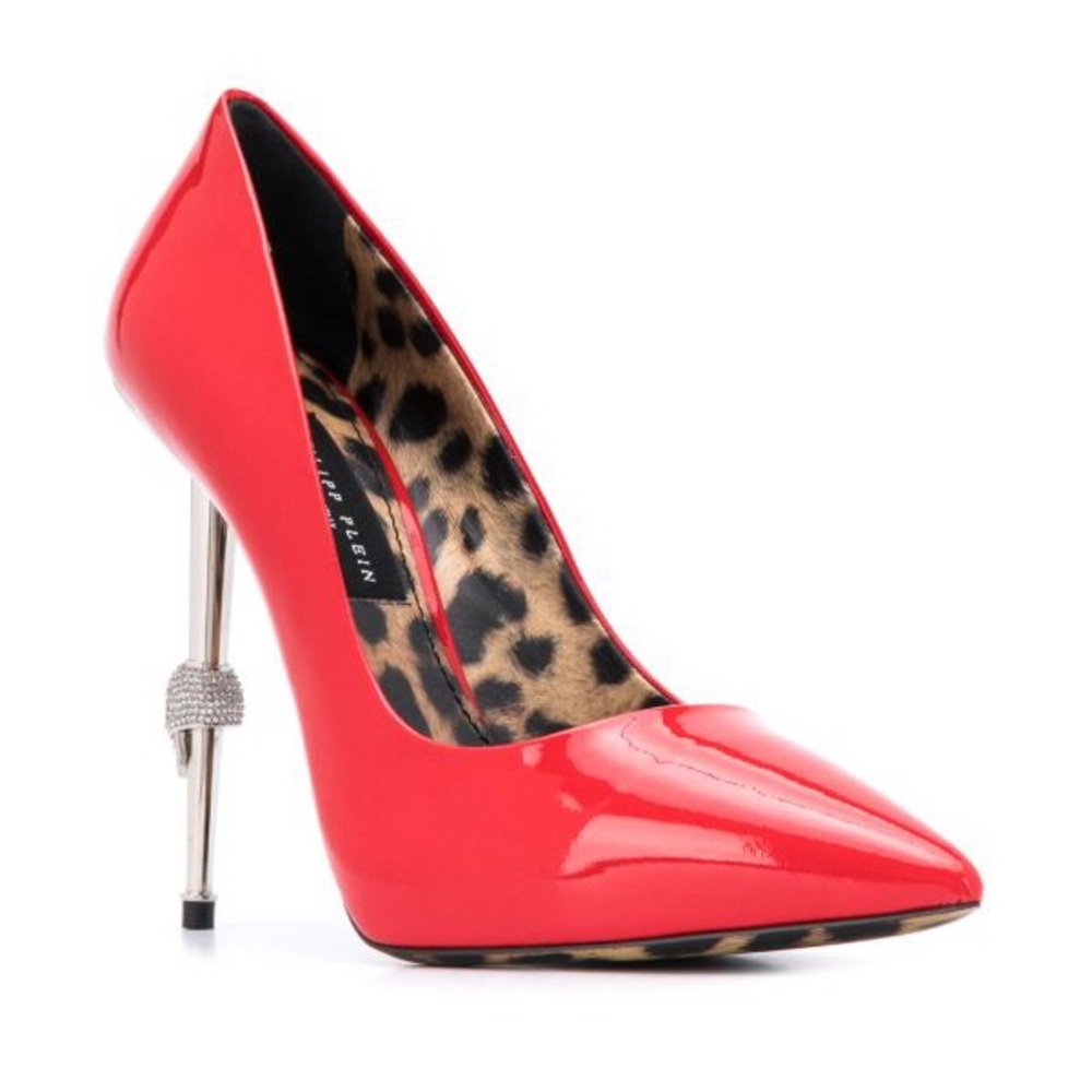 PHILIPP PLEIN DECOLETTE SKULL HEEL PUMPS IN RED 41 9.5